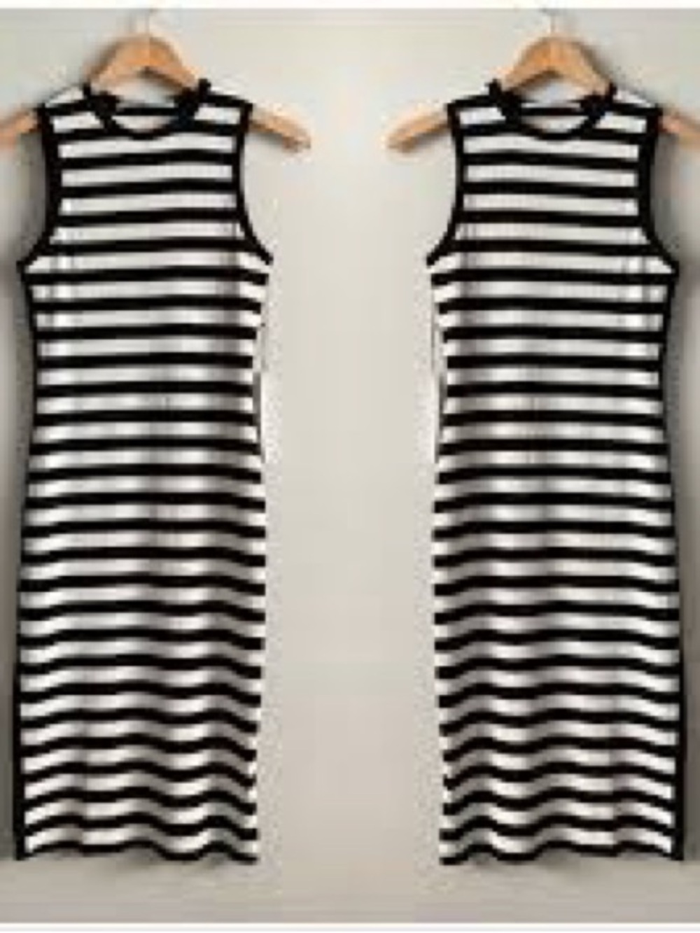 Susana Monaco Striped Sleeveless Crew Midi Dress Black and White Size Medium